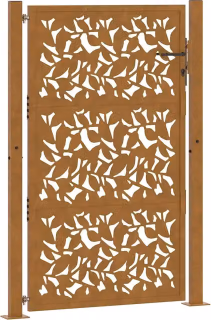 Cancello da giardino 100x150 cm in acciaio corten con design a foglia CFW1742460
