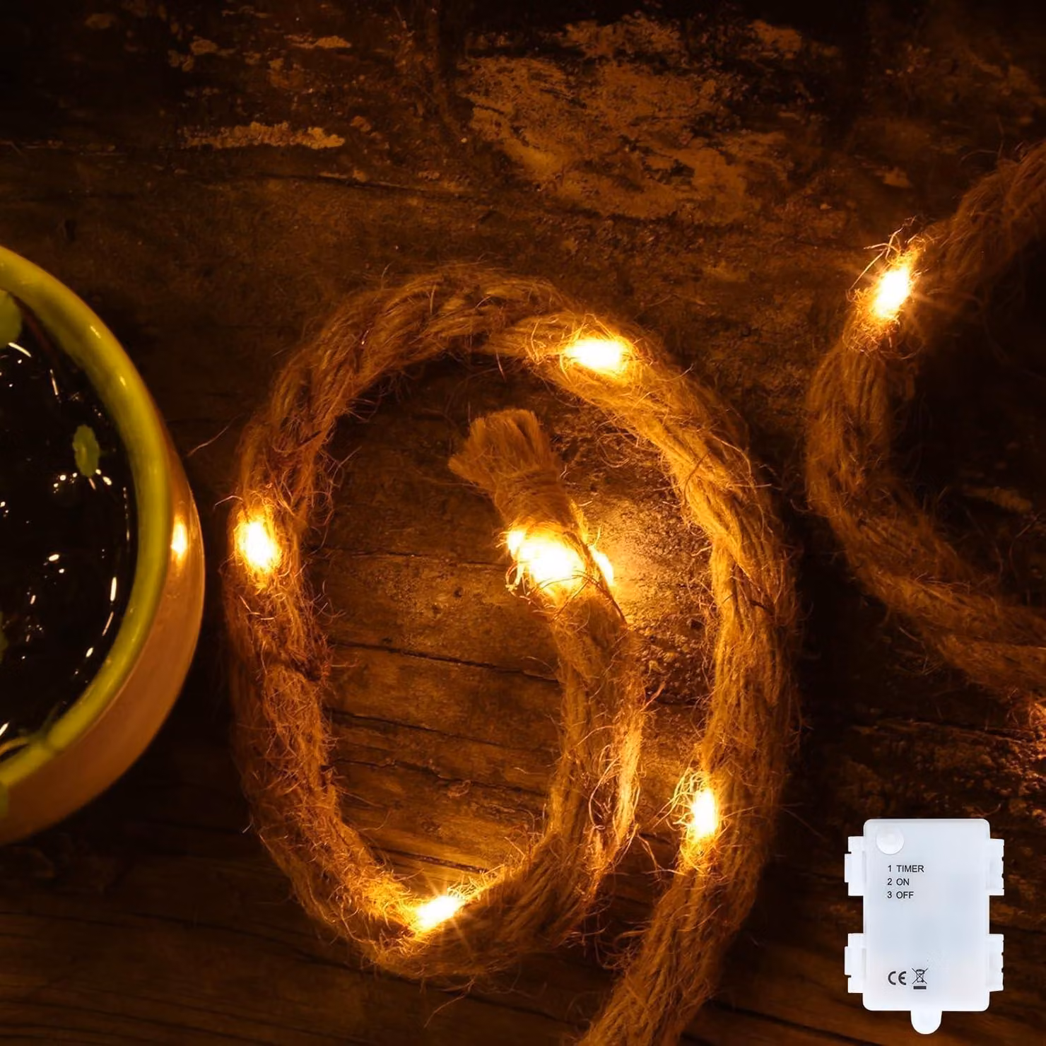 Catena luminosa a LED, luce bianco caldo, alimentata a batteria, con timer, da 25 a 90 LED