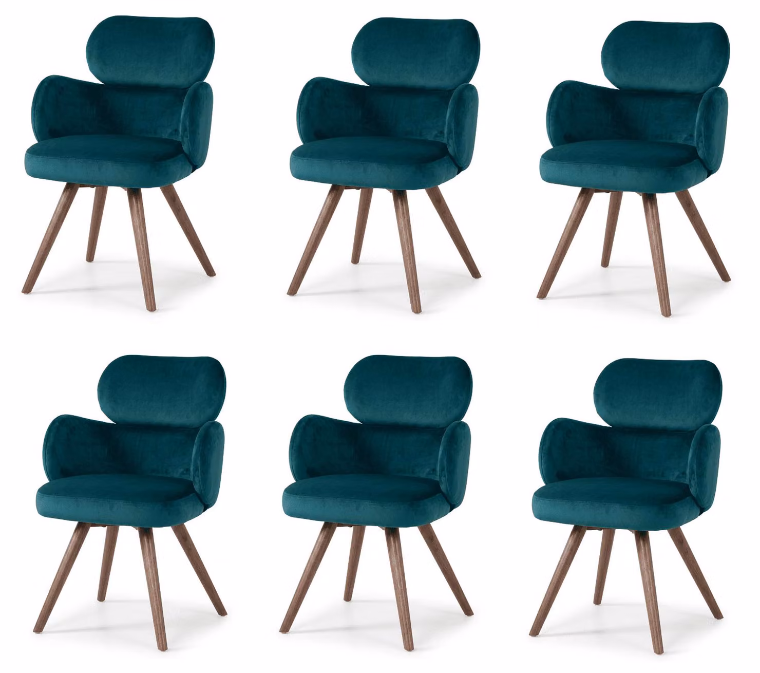 Set di 6 poltrone da pranzo Prestige, colore verde smeraldo, tessuto, design elegante