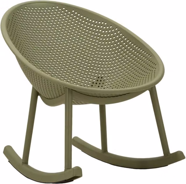Sedia a dondolo Ibiza Vikasa Home in plastica verde opaco