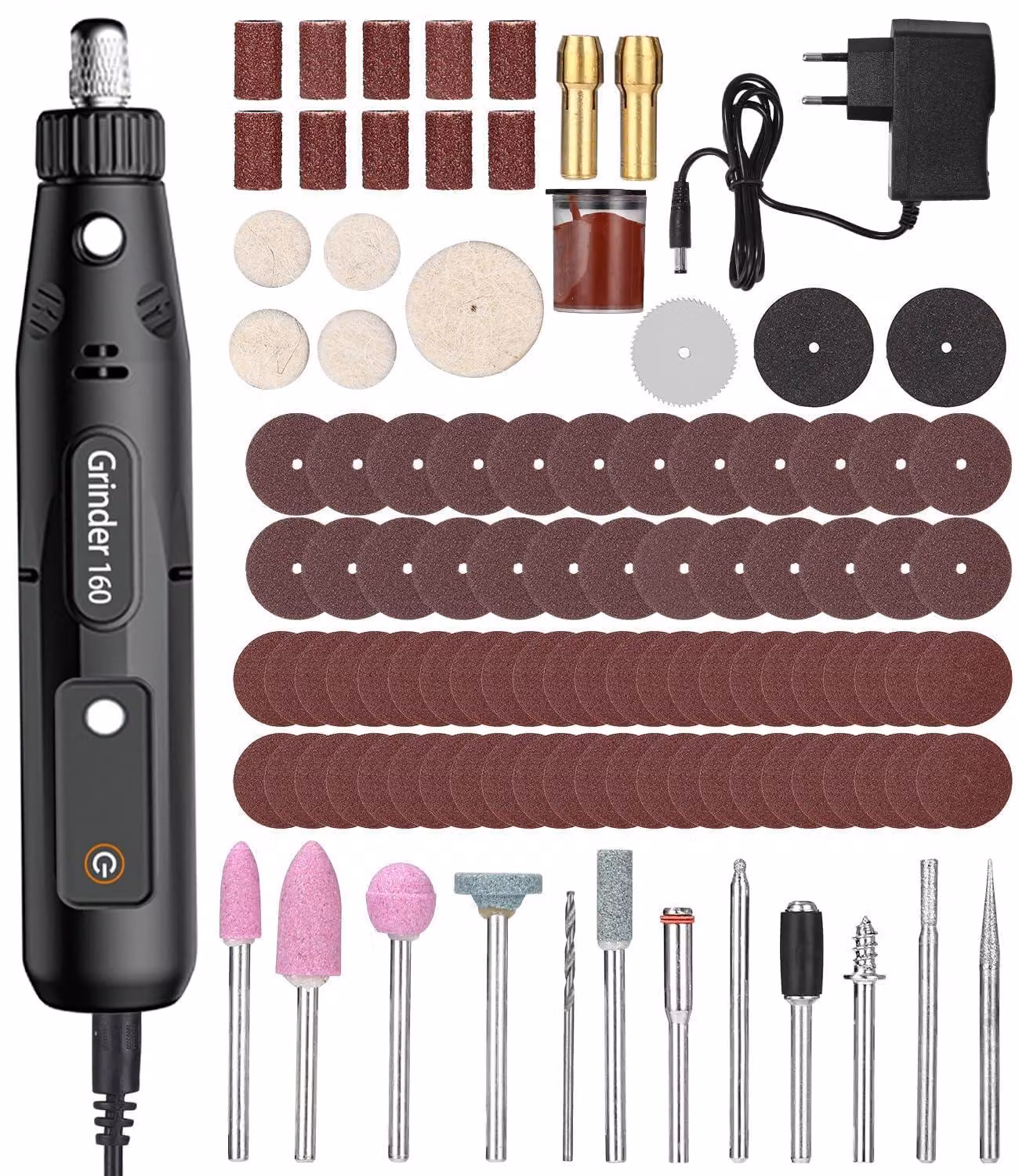 Utensile multifunzione, set di accessori rotanti con 104 componenti, 5 velocità regolabili.