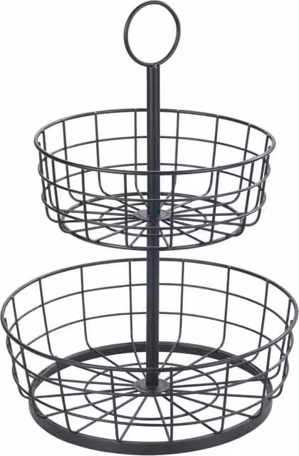 Contenitore portafrutta Wenko a 2 ripiani con gancio appendibile in metallo nero L: 39,0 cm, P: 28,0 cm, H: 28,0 cm