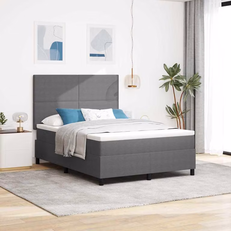 Maison Exclusive - Letto boxspring grigio chiaro e bianco 140 x 200 cm Tessuto in velluto a coste
