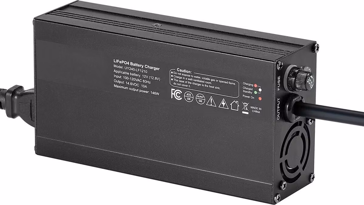 Caricabatterie al litio 12V 10A Caricabatterie intelligente LiFePO4 14,6V CA-CC per camper