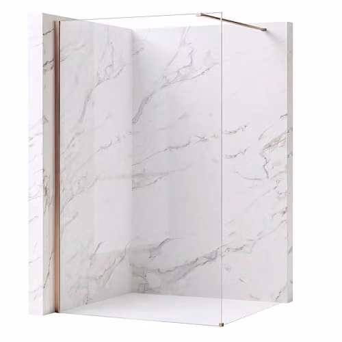 Rea - Parete Doccia Flexi Transparent 110 Vetro Trasparente Da 8 Mm, Rame Spazzolato, Walk-In 120X110X195Cm