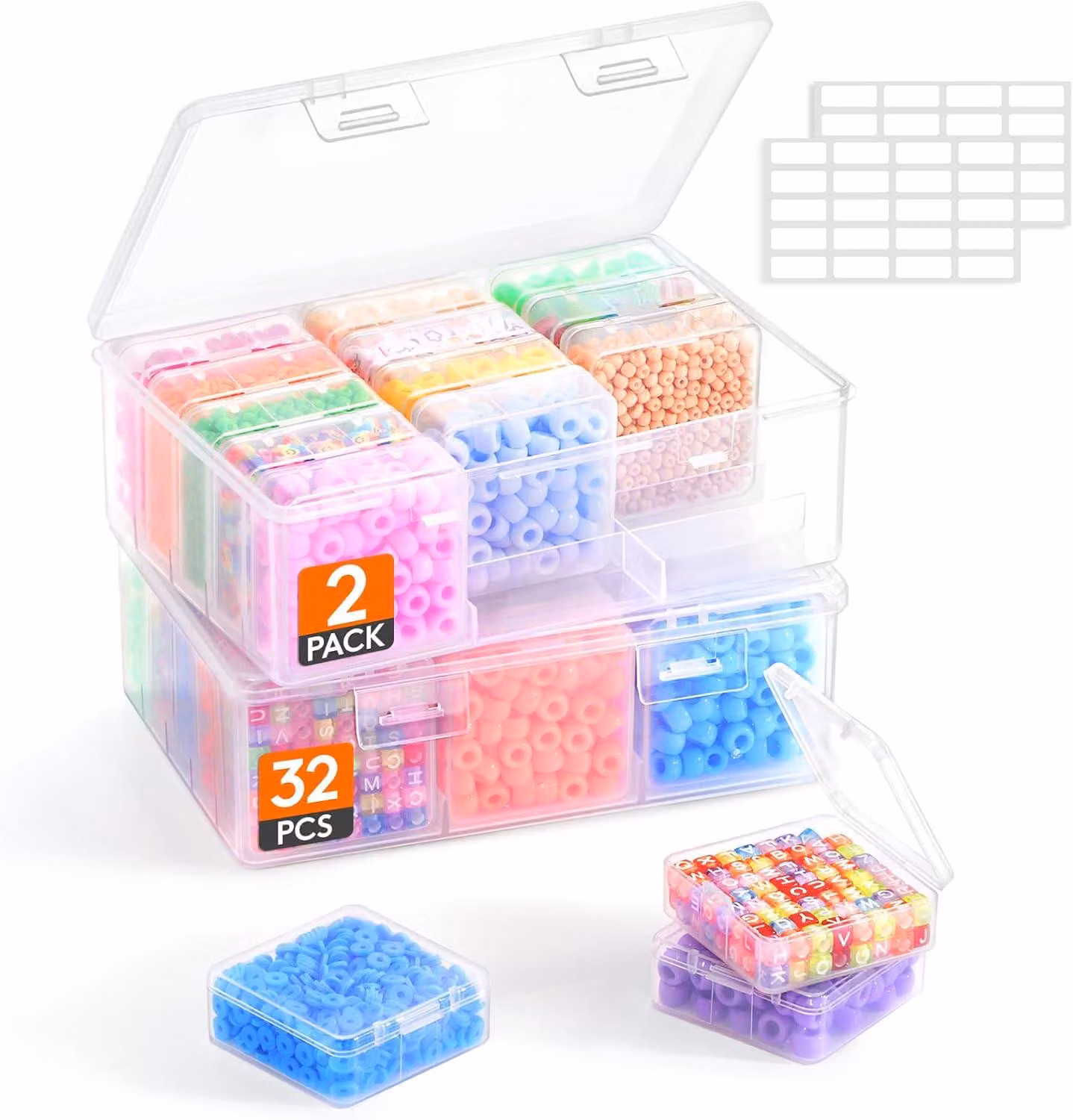 Contenitore organizzatore per piccoli oggetti con fondo diviso, confezione da 2, 5 cm