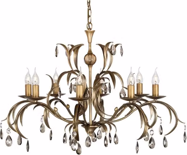 Lampadario a soffitto classico Elstead Lily in metallo e vetro color bronzo con 8 luci E14