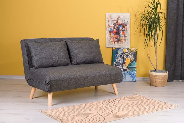 Hanah Home, Folde 2 posti - Grigio scuro, divano letto a 2 posti, 100% METALLO, grigio scuro, 120 x 80 x 79 cm