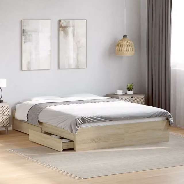 Giroletto Cassetti-Struttura Letto con contenitore Rovere Sonoma 120x190 cm Legno Multistrato 585591