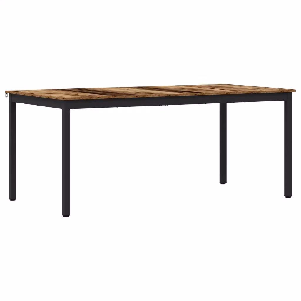 Tavolo da pranzo rettangolare moderno vidaXL in legno ingegnerizzato e metallo, L: 180 cm, P: 90 cm, H: 75 cm, nero e marrone – 2