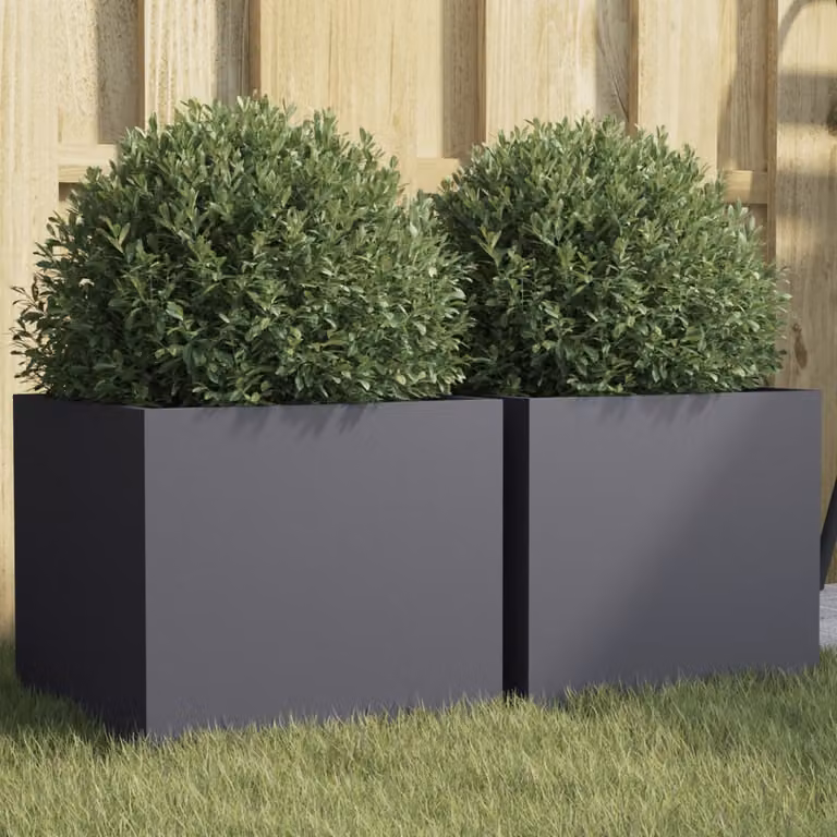 Set di 2 fioriere vidaXL in acciaio color antracite, L 32 cm x P 30 cm x H 29 cm