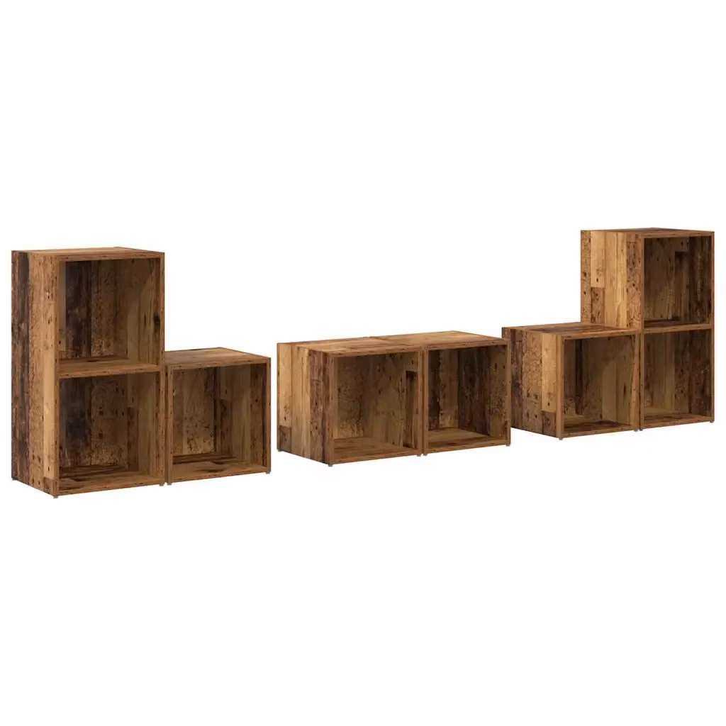 Set mobile TV moderno vidaXL in legno ingegnerizzato color marrone, 6 pezzi – 2