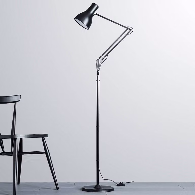 Anglepoise Lampada da terra di design Type 75, Nero, Soggiorno / Sala da pranzo, Alluminio, Industriale, Lampada da terra