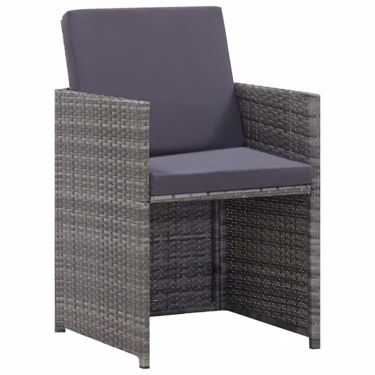 Set da Pranzo da Giardino 5 pz Polyrattan e Acacia Antracite