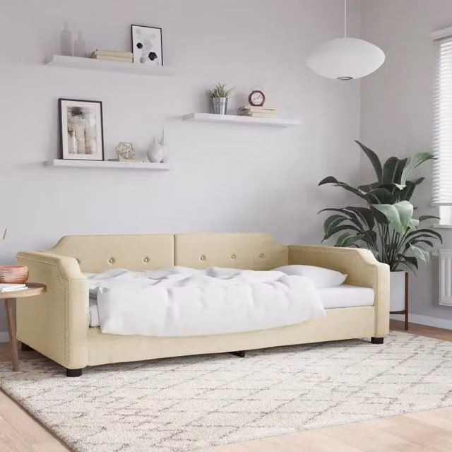 Letto da giorno moderno vidaXL in tessuto beige L: 90 cm, P: 200 cm, H: 66,5 cm – 1