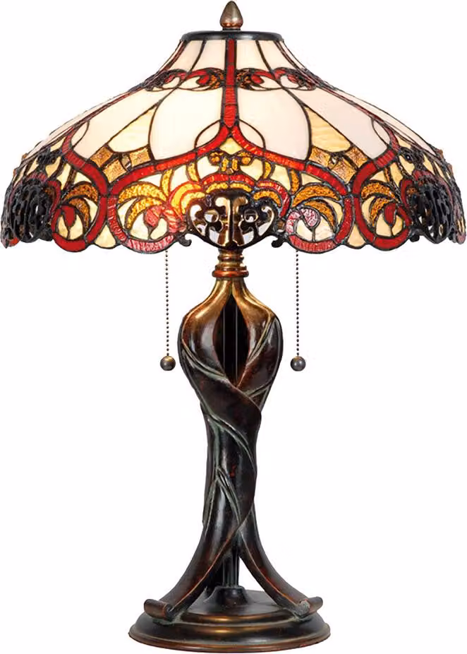 Lampada da tavolo Tiffany Clayre & Eef Ø 41x56 cm Vetro rosso beige