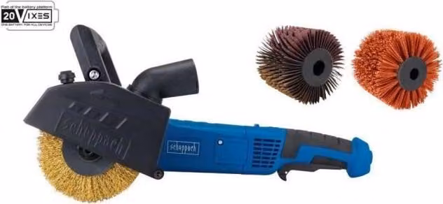 Scheppach MRS1300 Spazzola metallica con 3 spazzole (ottone, nylon, nastro abrasivo) per lavori di pulizia