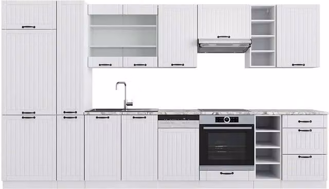Cucina componibile Fame-Line Vicco Bianco rustico/Bianco L: 355 cm – 1