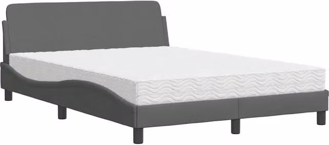 Letto matrimoniale | Letto per adulti | Letto con Materasso Dover Grigio Scuro 120x200 cm Tessuto