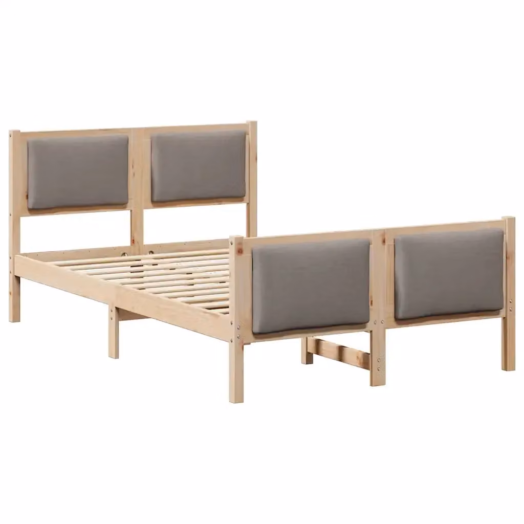 Struttura letto con testiera Talpa vidaXL in legno di pino e tessuto beige o grigio L/P/H: 200 x 120 x 85,5 cm – 2