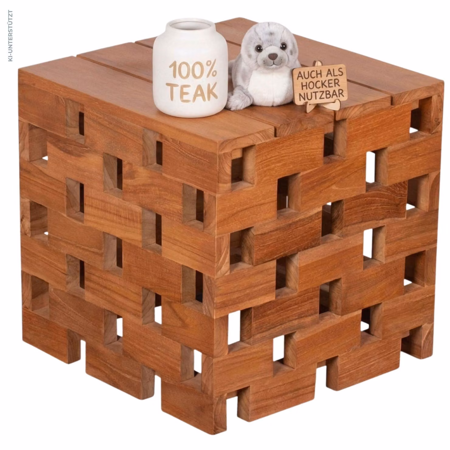 Tavolino Dunham in teak massiccio 50 cm Sgabello Giardino Terrazza Balcone