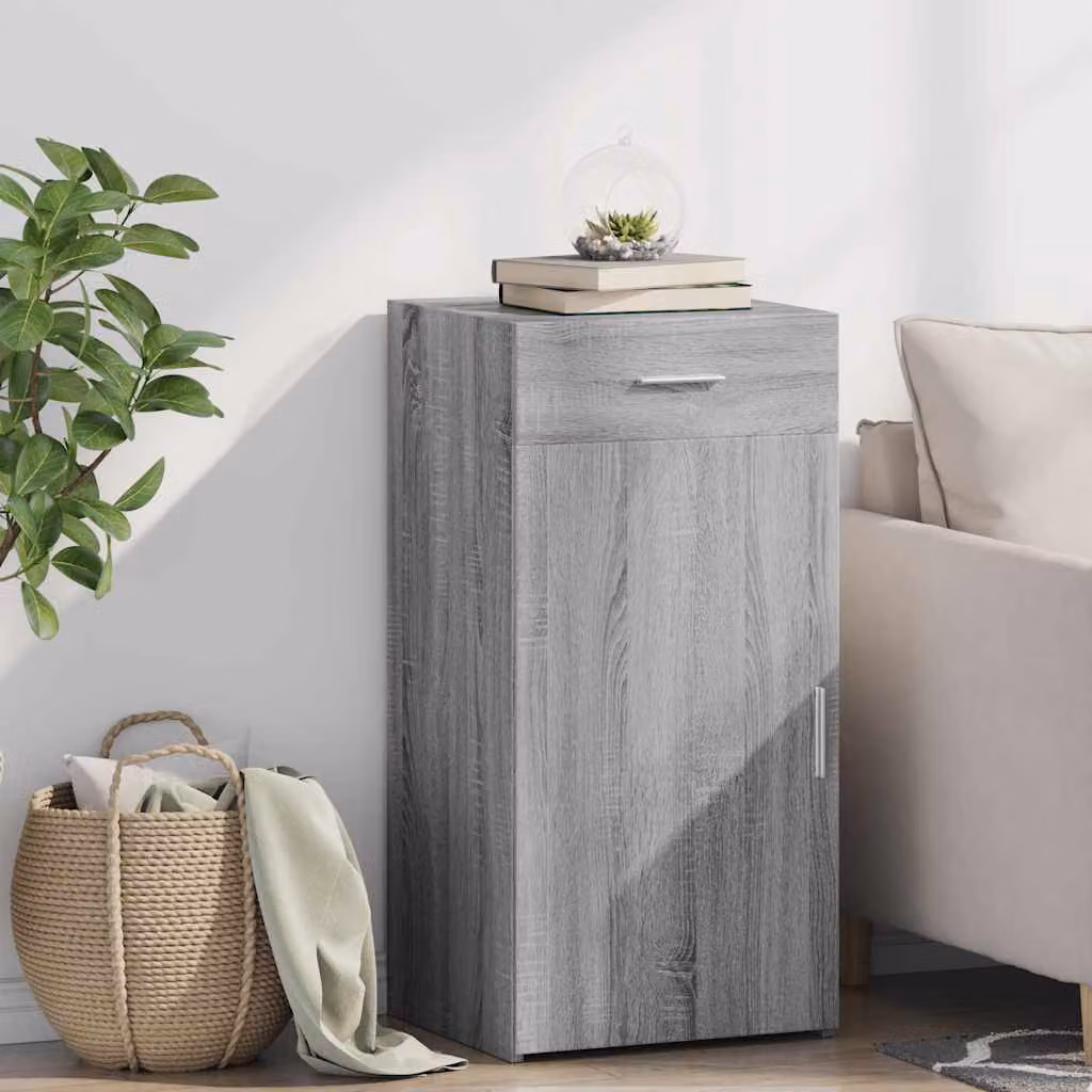 Credenza vidaXL in Legno Multistrato e MDF, Grigio, L 45 cm x P 42,5 cm x H 93 cm