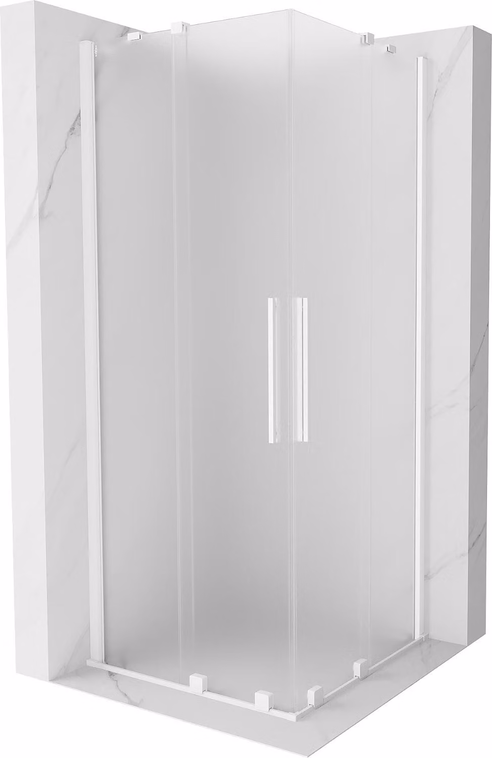 Mexen Velar Duo cabina doccia scorrevole 90 x 90 cm, brina, bianco - 871-090-090-32-20