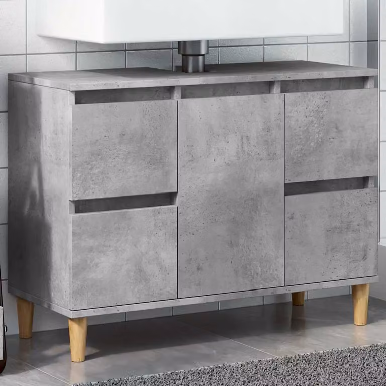 Mobile Lavabo vidaXL Grigio Cemento in Legno Multistrato L: 80 cm, P: 33 cm, H: 60 cm