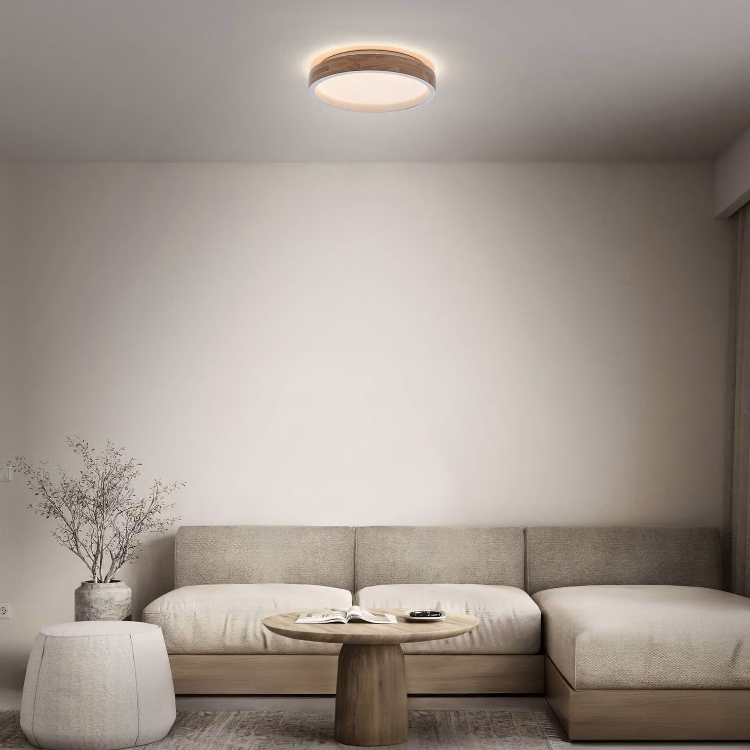OSRAM Plafoniera soffitto ORBIS MARIANO, dimmerabile, Legno chiaro, Soggiorno / Sala da pranzo, Metallo, Moderno, Plafoniera