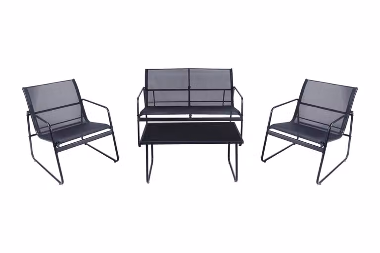 Set da salotto 4 pezzi per giardino esterno gruppo di sedute panca tavolo da giardino sedie
