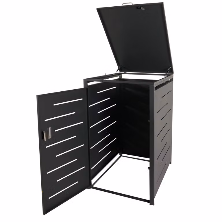 XL Rivestimento per bidoni della spazzatura singoli/doppi MCW-E83, box per bidoni della spazzatura, espandibile 116x71x98 cm ~ antracite, acciaio 39 kg