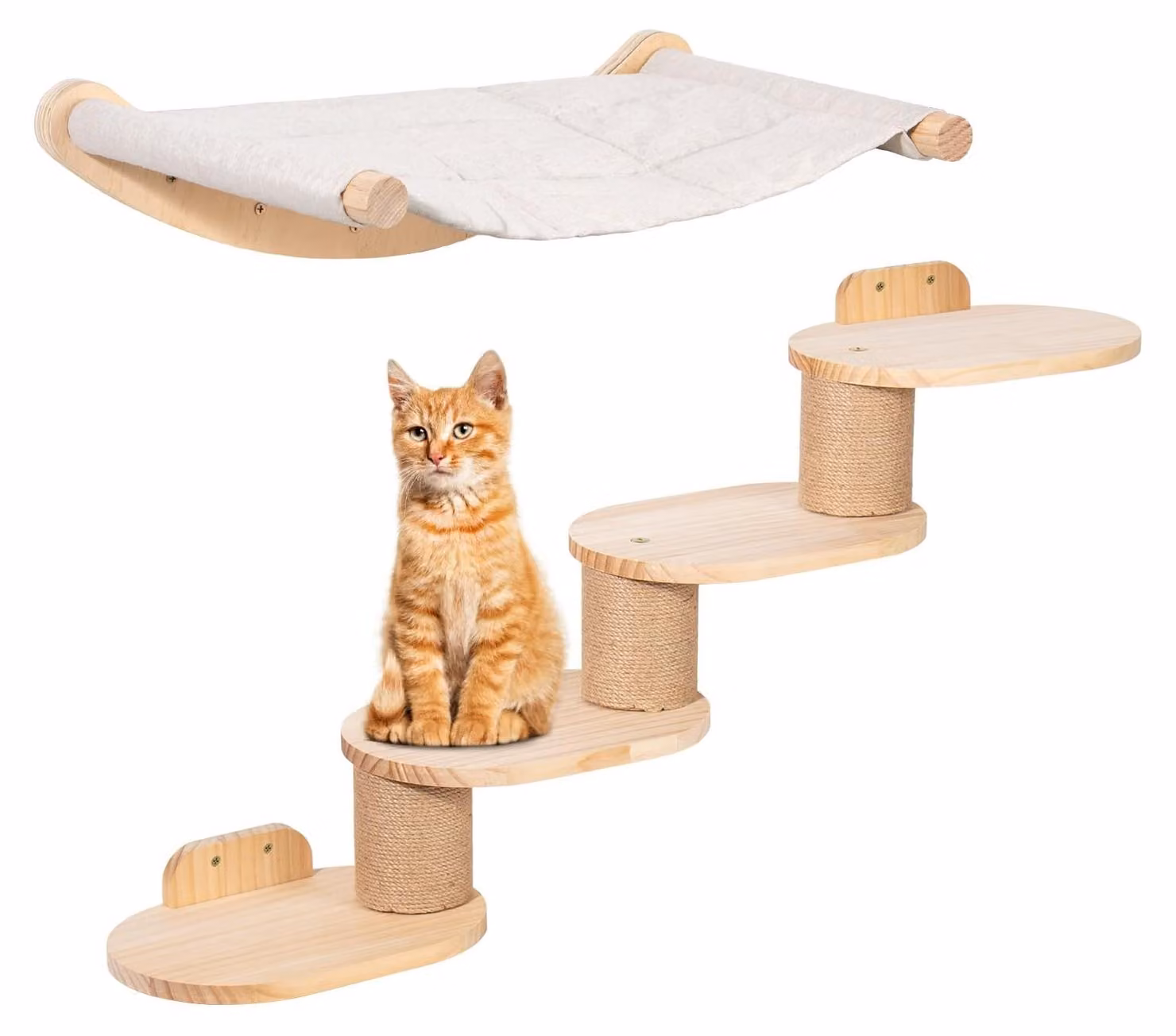 Pareti da arrampicata per gatti, complete di amaca e scala