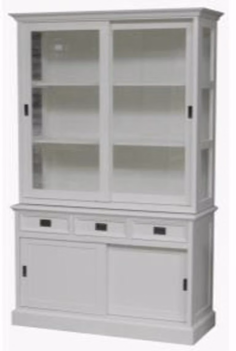 Mobiletto buffet shabby chic "Casa Padrino" in stile rustico, bianco, dimensioni 125 x 48 x 225 cm