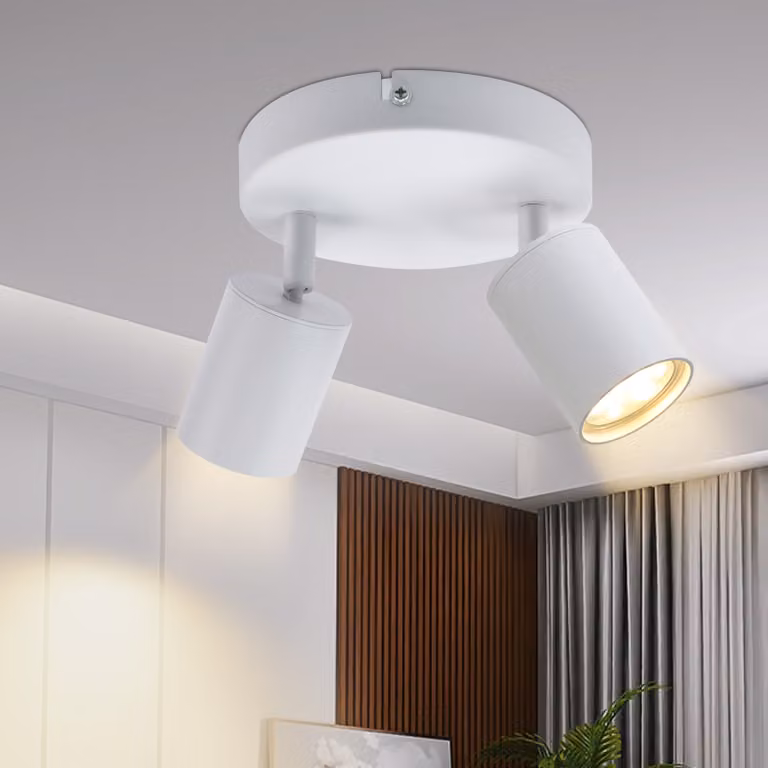 ZMH LED plafoniera 2 fiamme plafoniera spot GU10 330° orientabile plafoniera spot bianco moderno corridoio lampada parete faretto rotondo senza lampadine