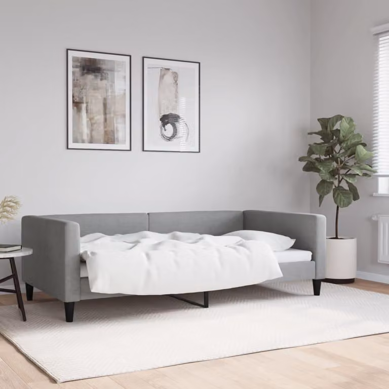 Maison Exclusive - Letto a giorno grigio chiaro, 100x190 cm, rivestito in tessuto