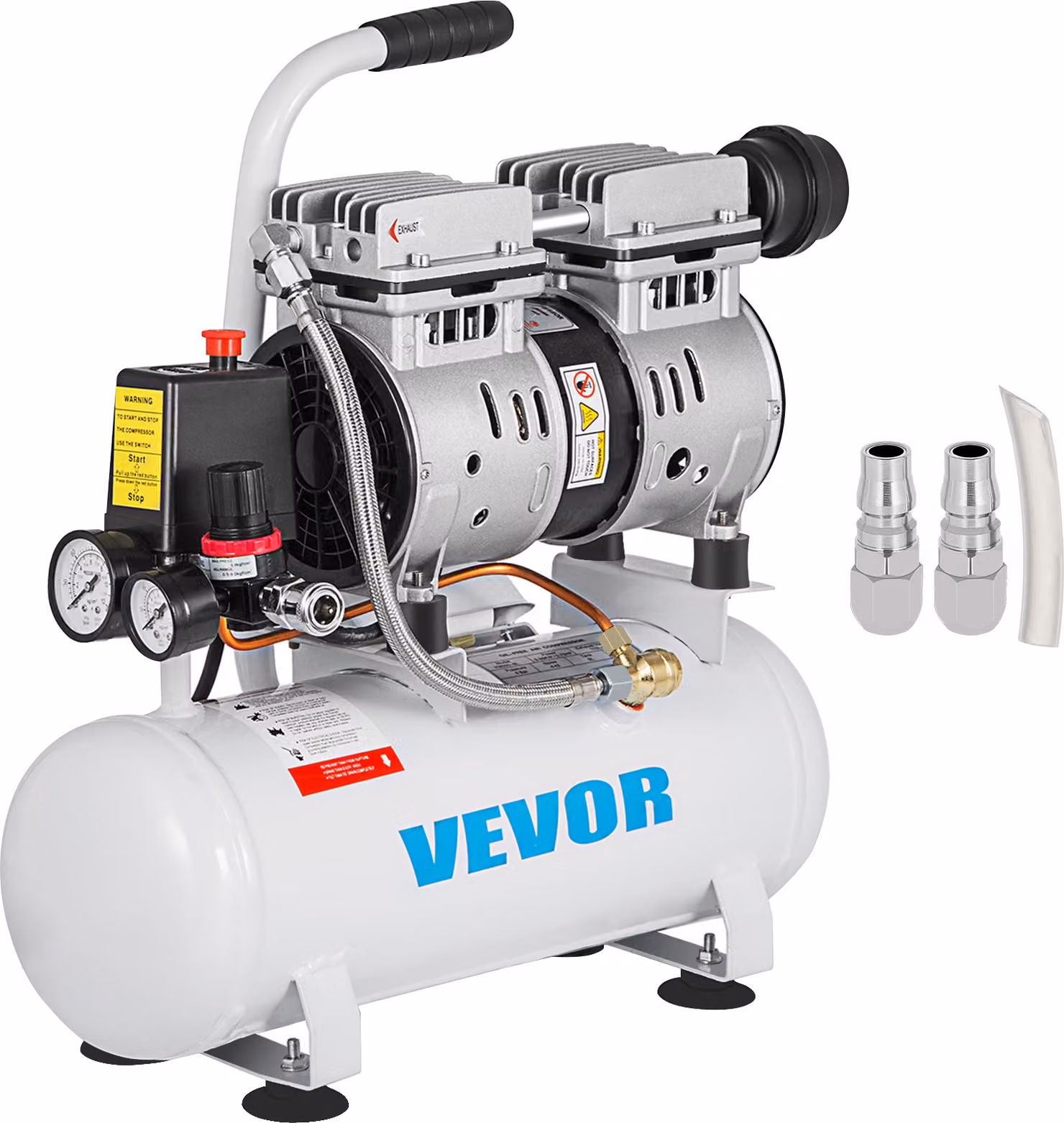 VEVR 9L Compressore silenzioso Aria compressa 550W Compressore d'aria Compressore silenzioso Erogazione d'aria Compressore d'aria extra oil-free con tubo di rame