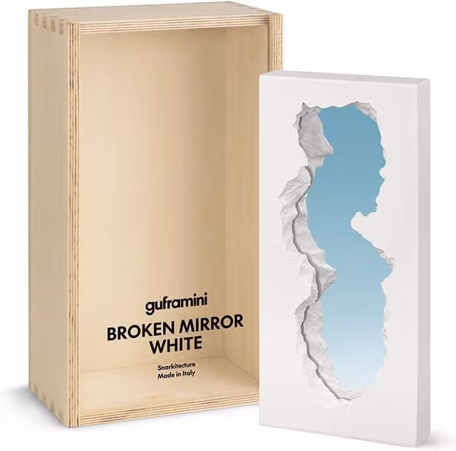 Miniatura Guframini Broken Mirror Gufram in bianco e nero per decorazione da tavolo in stile moderno e astratto