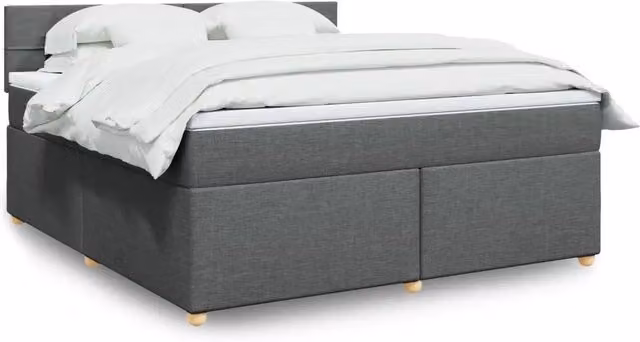 Letto con Giroletto a Molle e Materasso vidaXL in Tessuto Grigio e Bianco L/P/H: 180 x 180 x 100,5 cm