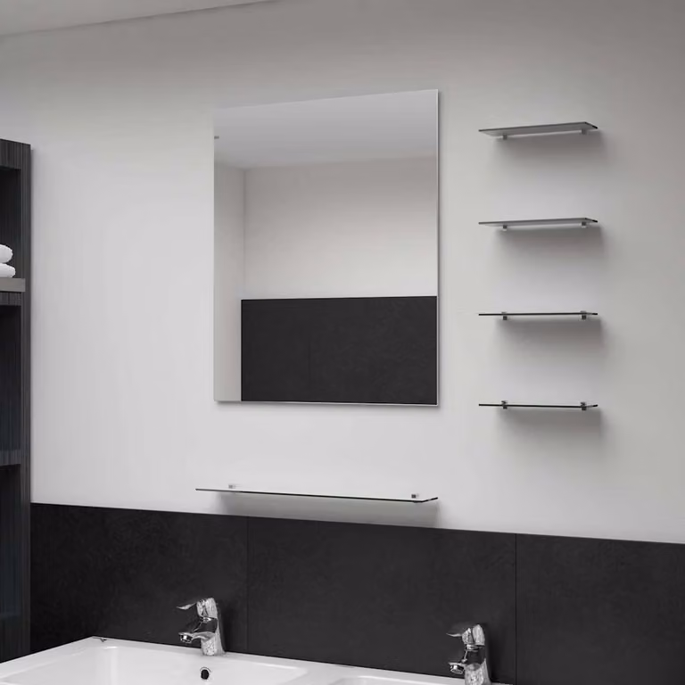 Specchio da parete vidaXL con 5 mensole, Argento, L: 50 cm, H: 60 cm