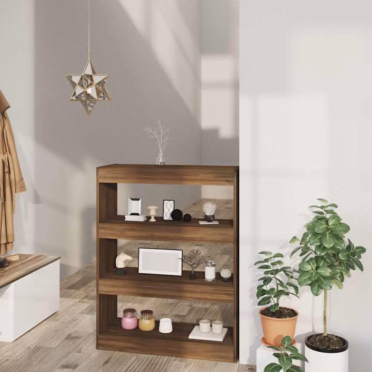 Libreria/Divisorio vidaXL in Legno Multistrato e MDF, Colore Rovere Marrone, L 80 cm x P 30 cm x H 103 cm