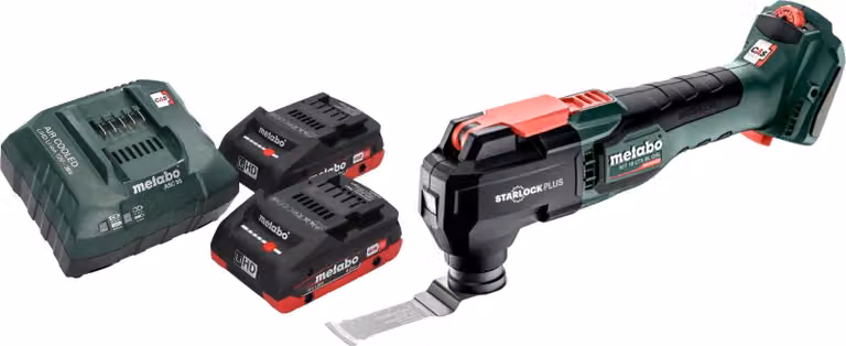 Metabo MT 18 LTX BL QSL Multitool a batteria 18 V Brushless Starlock Plus + 2x batteria LiHD 4,0 Ah + caricabatteria