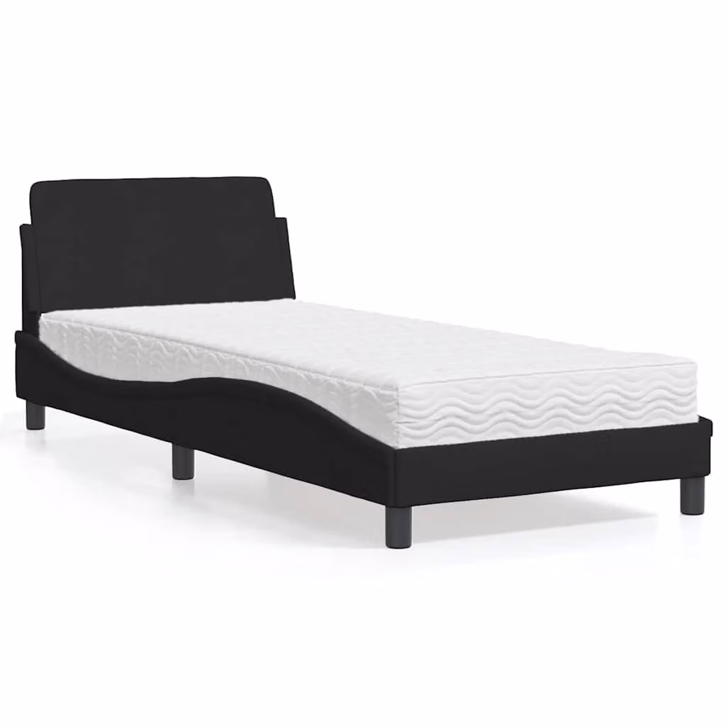 Letto con Materasso Dover vidaXL in Tessuto Nero 80x200 cm – 1