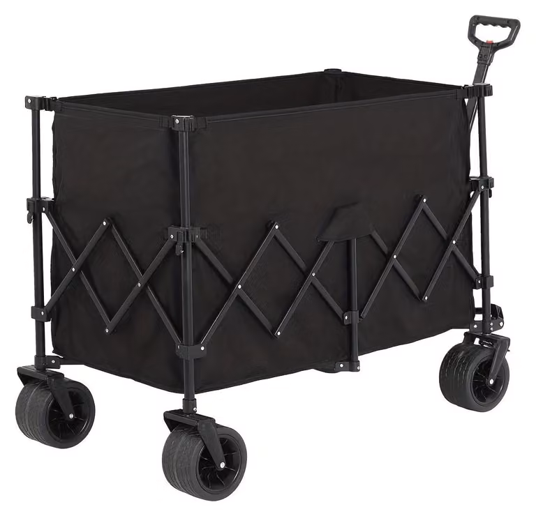 Carrello da spiaggia robusto - Carrello da spiaggia pieghevole - Carrello da spiaggia - Carrello da trekking - Carrello da spiaggia pieghevole - Nero - Capacità di carico: 300 litri
