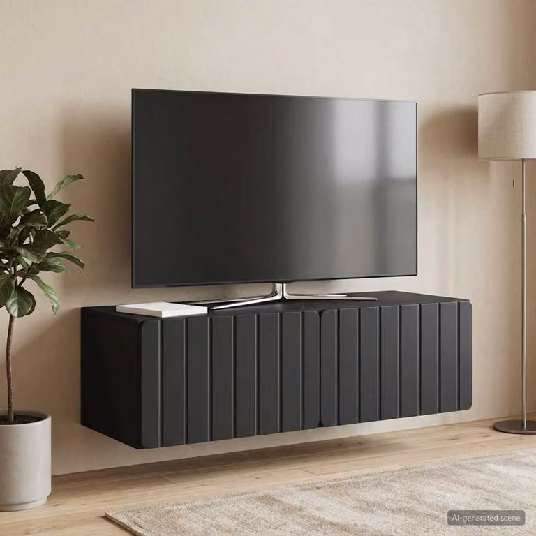 vidaXL Mobile Porta TV da Muro Moderno in MDF Nero L: 98 cm, P: 41 cm, H: 30 cm