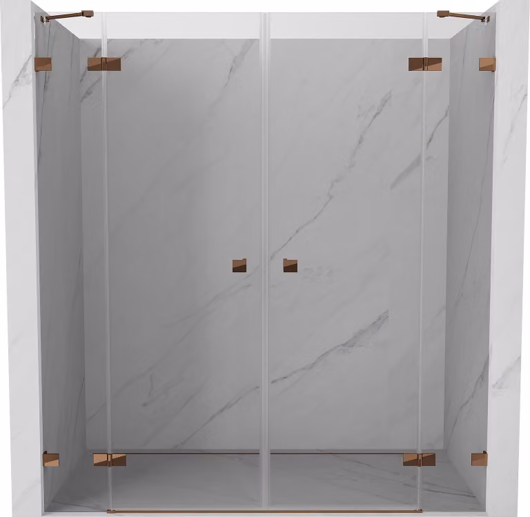 Mexen Lunar Duo porte doccia a battente 170 cm, trasparente, oro rosa - 834D-170-000-60-00