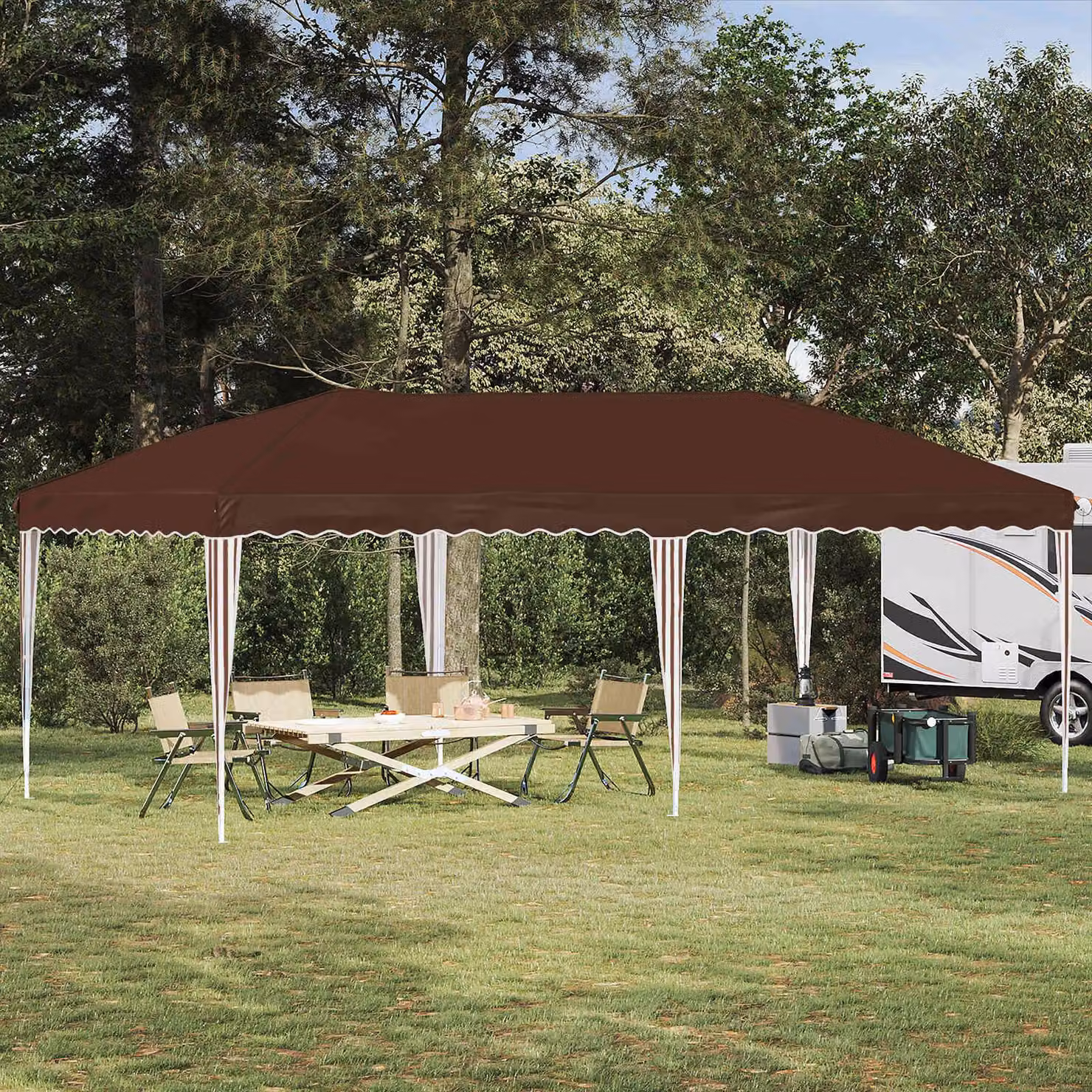 Maison Exclusive - Tenda pop-up per feste, 575 x 290 x 245 cm, colore marrone