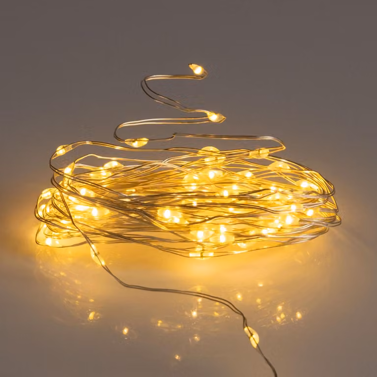 Catena luminosa a filo 795 cm con 160 LED e 8 funzioni luminose - bianco caldo - illuminazione decorativa da giardino per esterni interni a batteria con timer