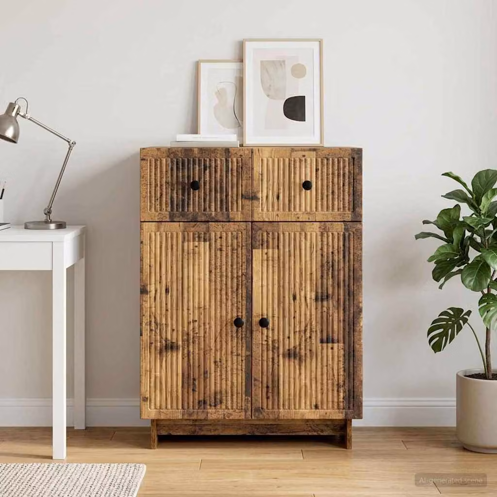 Credenza vintage vidaXL in legno ingegnerizzato e metallo, colore marrone, L: 66 cm, P: 34,5 cm, H: 90 cm