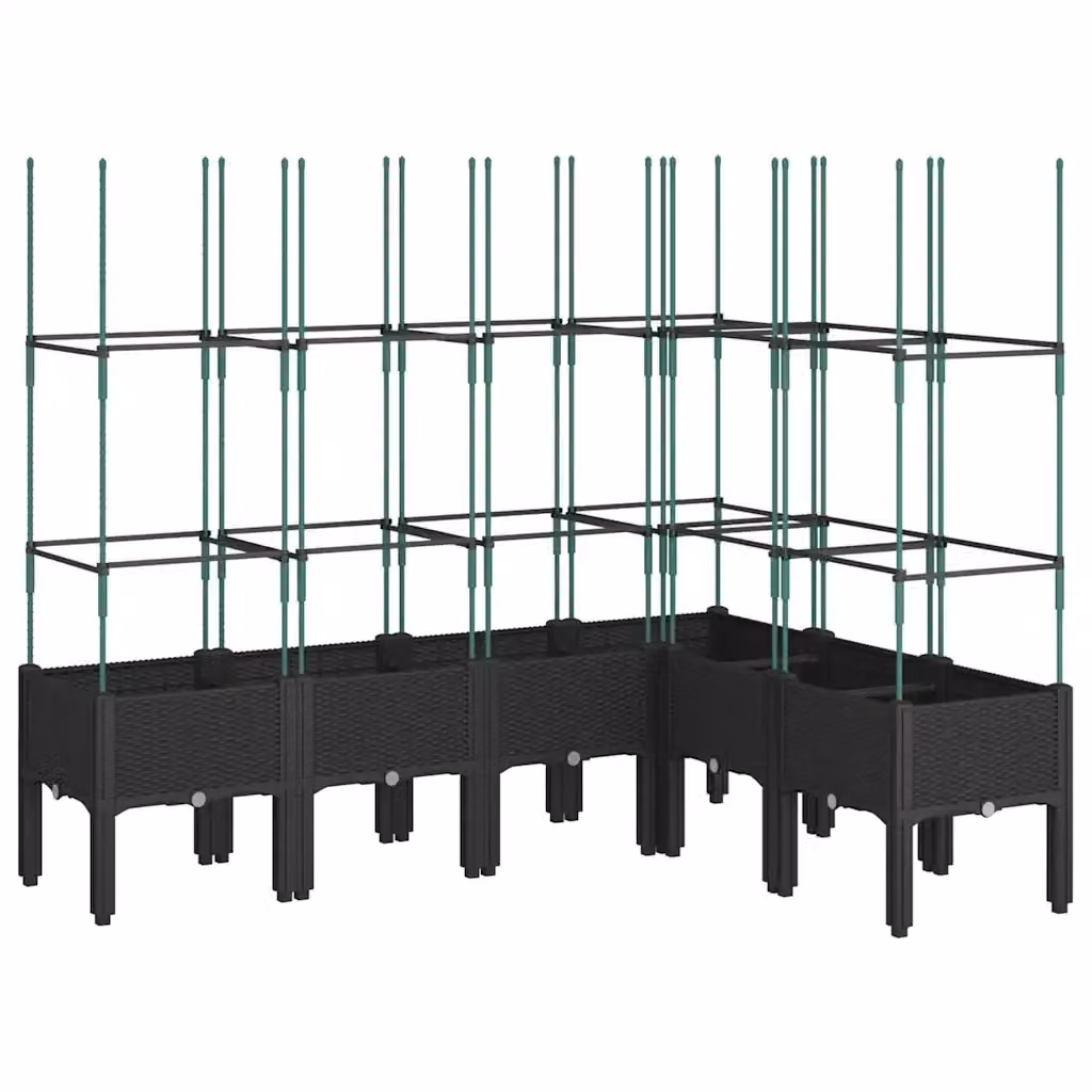 Fioriera da giardino con traliccio per piante rampicanti Design Mania, colore nero, L: 160 cm, P: 120 cm, H: 142,5 cm – 2