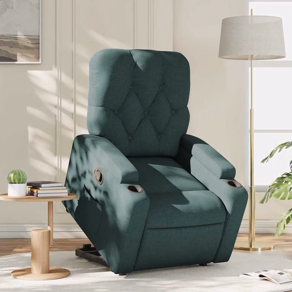 vidaXL Poltrona Alzapersona Reclinabile Verde con Assistenza Elettrica in Tessuto – 1